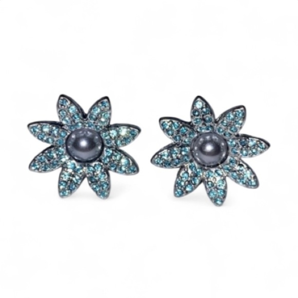 Ice Blue Flower Earrings